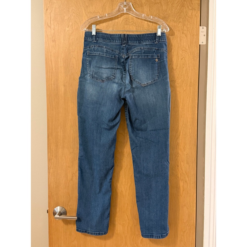 Democracy Ab solution Straight Leg Jeans Medium Wash Blue Size 8 Stretch Denim - Picture 2 of 5
